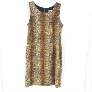 Fattaneh Bahari Sleeveless Tiger Print Sheath Dress Size 8